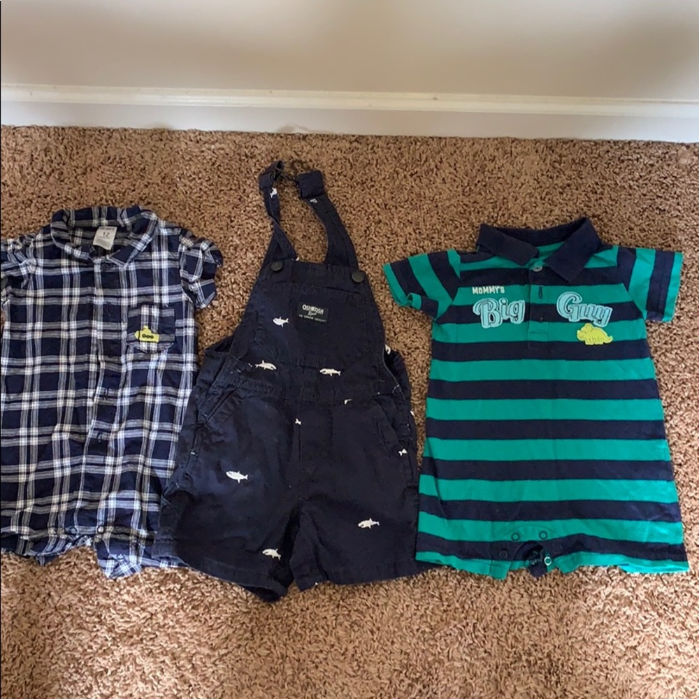 Baby boy romper and overalls size 12m